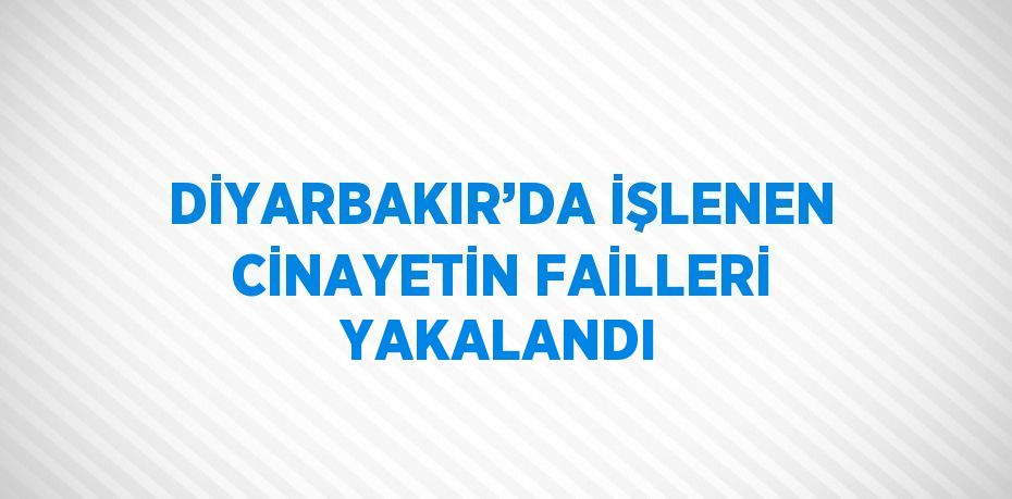 DİYARBAKIR’DA İŞLENEN CİNAYETİN FAİLLERİ YAKALANDI