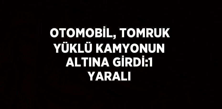 OTOMOBİL, TOMRUK YÜKLÜ KAMYONUN ALTINA GİRDİ:1 YARALI