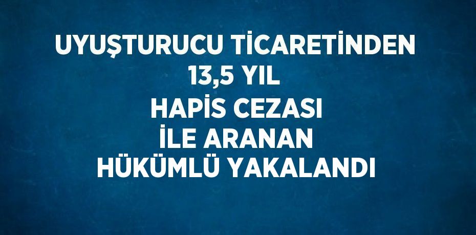 UYUŞTURUCU TİCARETİNDEN 13,5 YIL HAPİS CEZASI İLE ARANAN HÜKÜMLÜ YAKALANDI