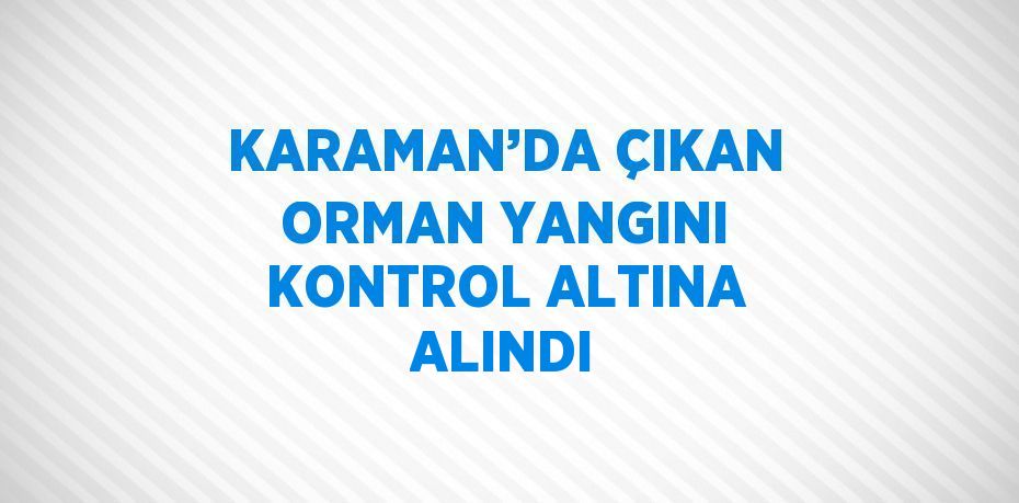 KARAMAN’DA ÇIKAN ORMAN YANGINI KONTROL ALTINA ALINDI