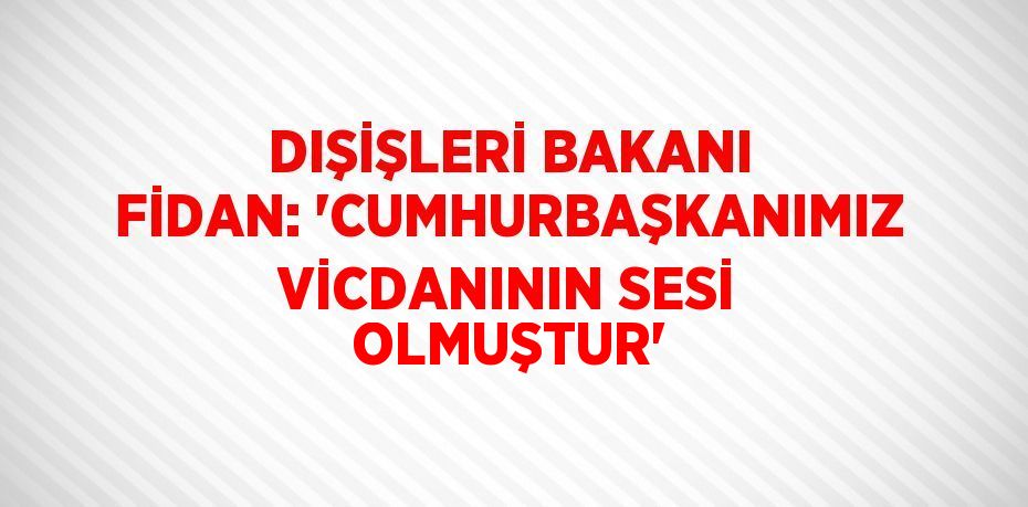 DIŞİŞLERİ BAKANI FİDAN: 'CUMHURBAŞKANIMIZ VİCDANININ SESİ OLMUŞTUR'