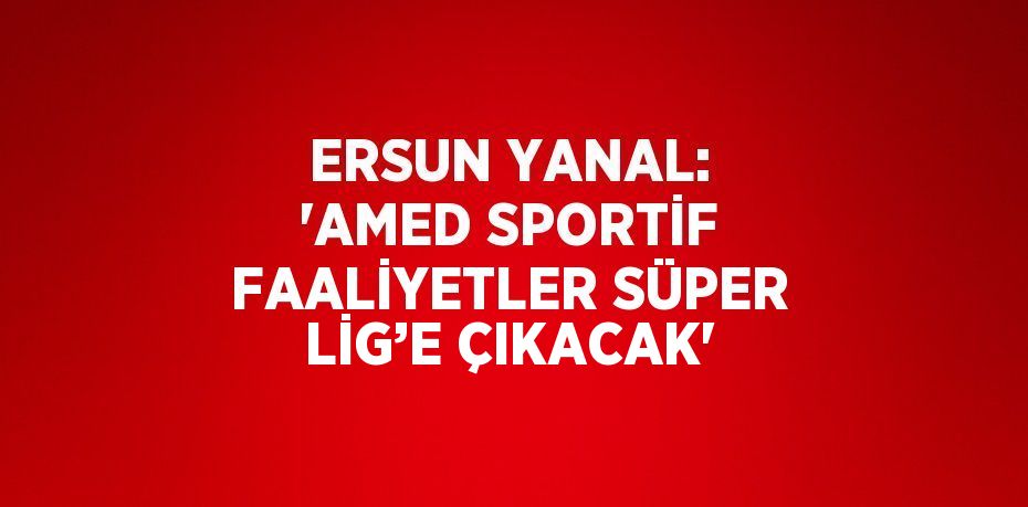 ERSUN YANAL: 'AMED SPORTİF FAALİYETLER SÜPER LİG’E ÇIKACAK'