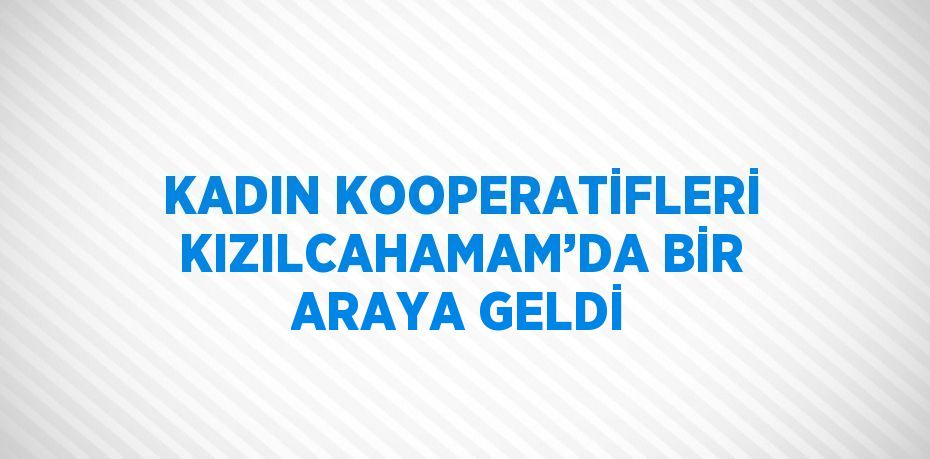 KADIN KOOPERATİFLERİ KIZILCAHAMAM’DA BİR ARAYA GELDİ