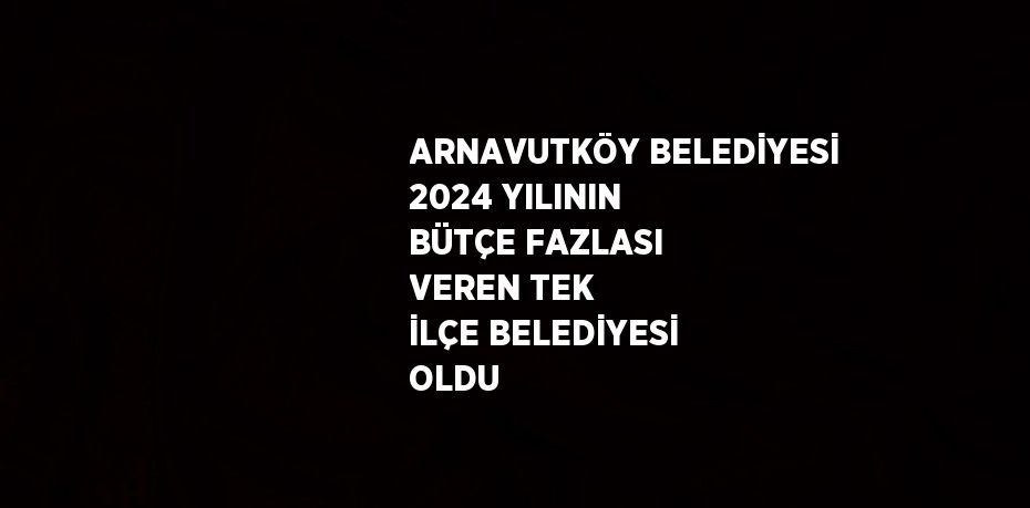 ARNAVUTKÖY BELEDİYESİ 2024 YILININ BÜTÇE FAZLASI VEREN TEK İLÇE BELEDİYESİ OLDU