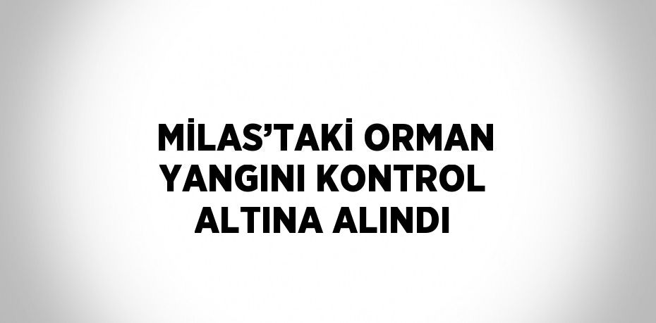 MİLAS’TAKİ ORMAN YANGINI KONTROL ALTINA ALINDI