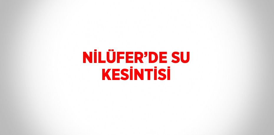 NİLÜFER’DE SU KESİNTİSİ