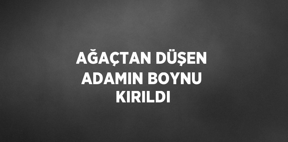 AĞAÇTAN DÜŞEN ADAMIN BOYNU KIRILDI