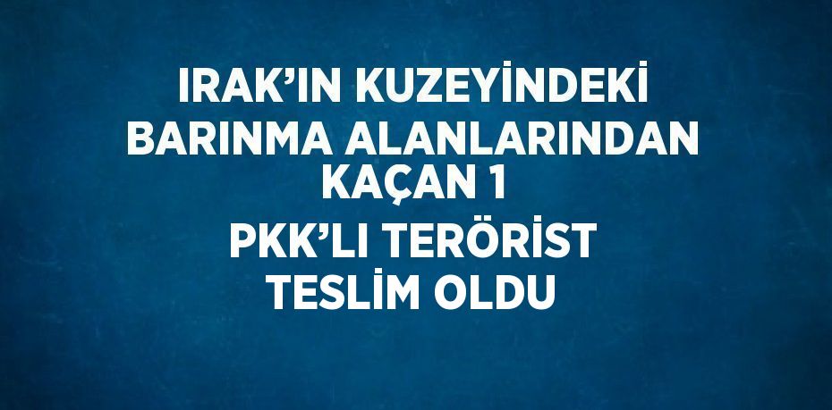 IRAK’IN KUZEYİNDEKİ BARINMA ALANLARINDAN KAÇAN 1 PKK’LI TERÖRİST TESLİM OLDU