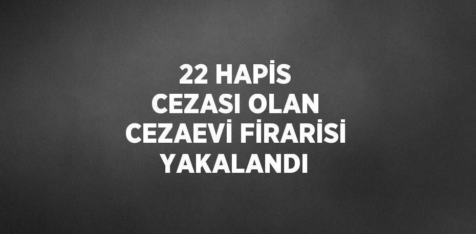 22 HAPİS CEZASI OLAN CEZAEVİ FİRARİSİ YAKALANDI