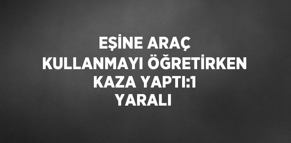 EŞİNE ARAÇ KULLANMAYI ÖĞRETİRKEN KAZA YAPTI:1 YARALI