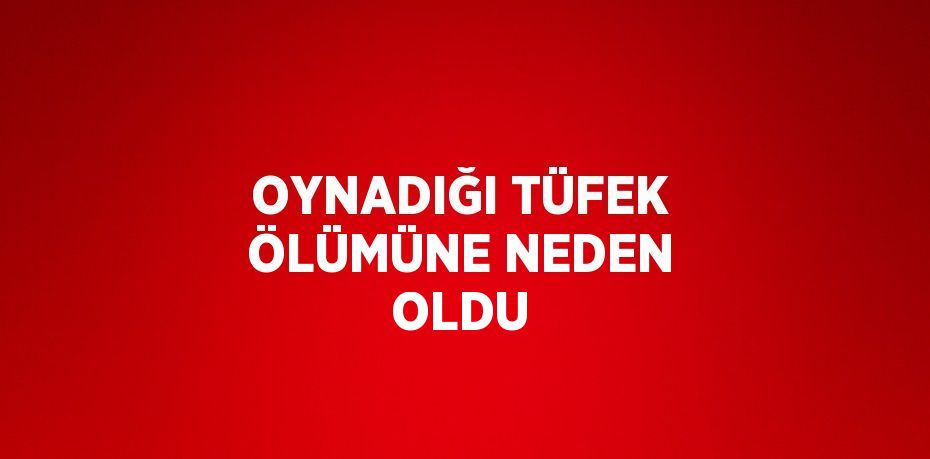 OYNADIĞI TÜFEK ÖLÜMÜNE NEDEN OLDU