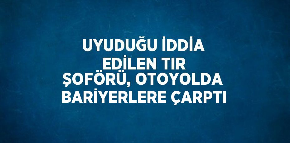 UYUDUĞU İDDİA EDİLEN TIR ŞOFÖRÜ, OTOYOLDA BARİYERLERE ÇARPTI