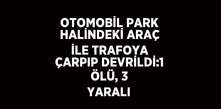 OTOMOBİL PARK HALİNDEKİ ARAÇ İLE TRAFOYA ÇARPIP DEVRİLDİ:1 ÖLÜ, 3 YARALI