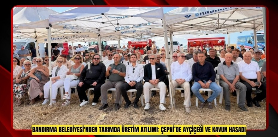 BANDIRMA BELEDİYESİ'NDEN TARIMDA ÜRETİM ATILIMI: ÇEPNİ’DE AYÇİÇEĞİ VE KAVUN HASADI