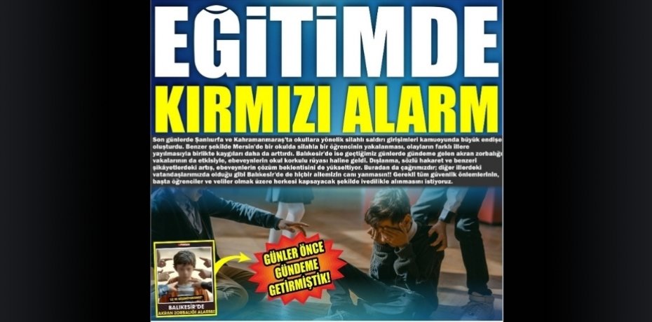 EĞİTİMDE KIRMIZI ALARM