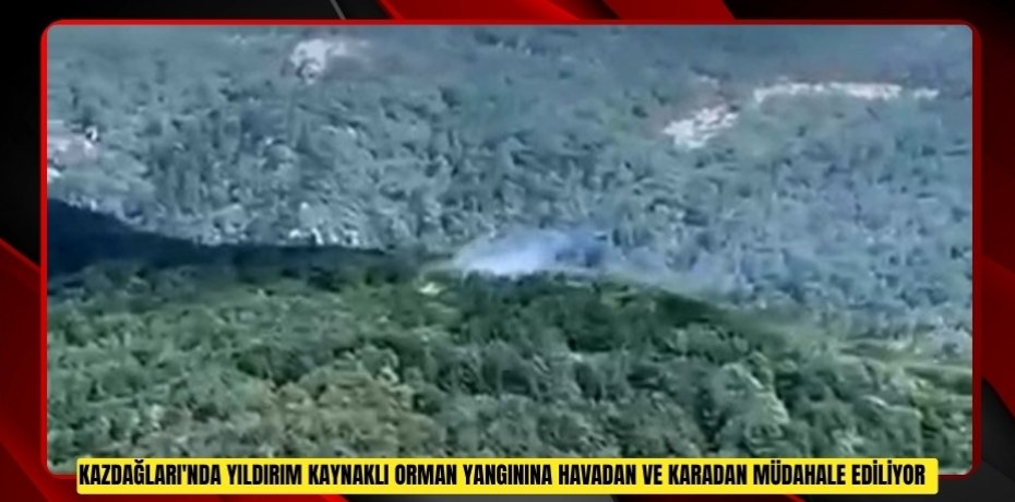 Kazdağları'nda yıldırım kaynaklı orman yangınına havadan ve karadan müdahale ediliyor