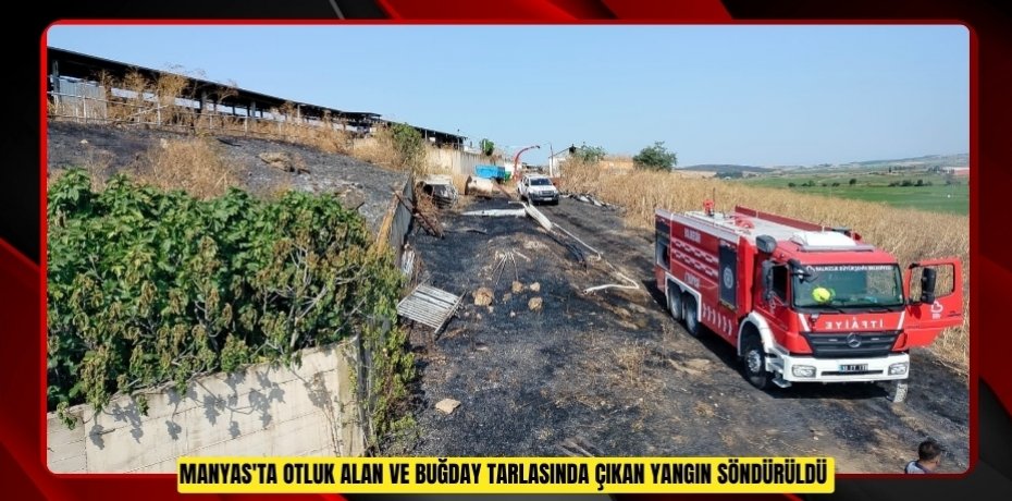 Manyas'ta otluk alan ve buğday tarlasında çıkan yangın söndürüldü
