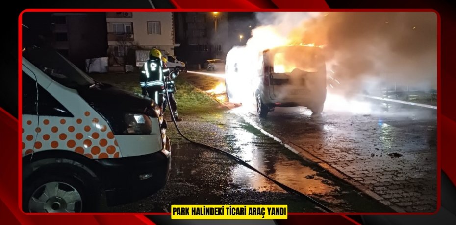 Park halindeki ticari araç yandı